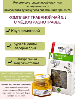 Травяной чай Волгаладь № 2 с цветочным медом, лечебный комплект, 70/140 г