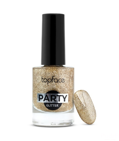 Topface Лак для ногтей сияющий PT106  "Party Glitter Nail". Тон 107 золотистый