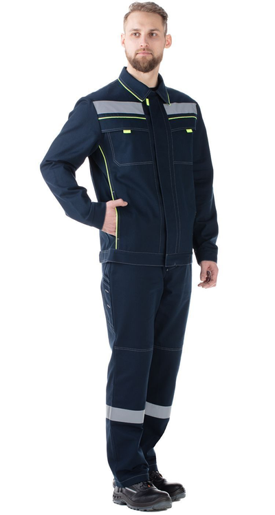 Серия костюмов "Джокер Комфорт" с брюками 100% хлопок,темно-синий, желтый