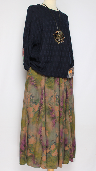 Джемпер ХЛОПОК КОСИЧКА "НАШИВКИ" L-859  синий, шоколад до р.54