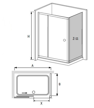 Душевое ограждение 1100*800 RGW CL-45