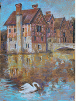 "Пейзаж" бумага пастель 1990-е годы