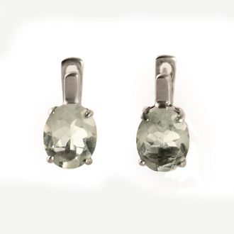 Серьги из серебра 925 пробы с празеолитами (Ж-169134м)