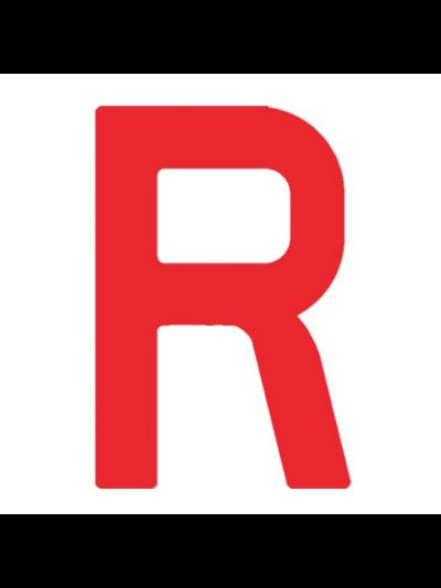 Регистрационная буква "R" из самоклеящейся ткани Bainbridge SL300RDR 300 мм красная, 2 штуки