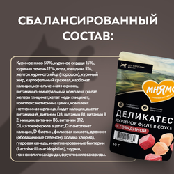 Мнямс Деликатес влажный корм для взрослых кошек Куриное филе с говядиной в соусе,  50 г