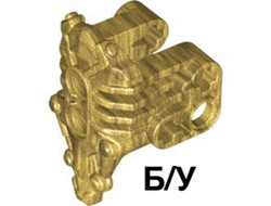! Б/У - Bionicle Armor Uniter with 2 Pin Holes on Front, Axle and Pin Holes on Sides, Pearl Gold (24191 / 6135190) - Б/У