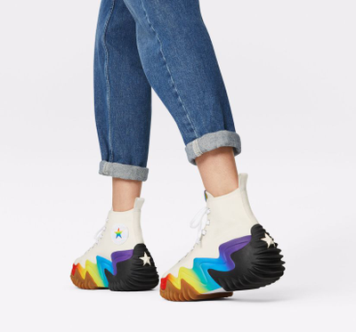 Кеды Converse Run Star Motion Pride Rainbow белые с радужной платформой