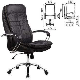 Кресло офисное МЕТТА "LK-3CH", кожа, хром, черное
