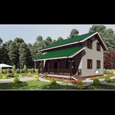 Двухэтажный каркасный дом с четырьмя спальнями 165м² (SK87)