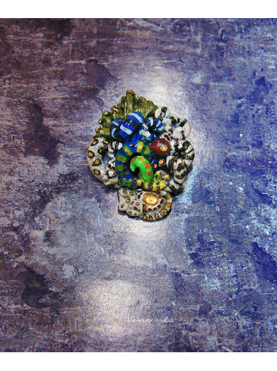 Коралловый Риф, Сказка Океании. Морская брошь из термоглины (волшебные украшения в морском стиле)