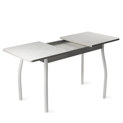 Орион 4 стол раздвижной 900/1250*600*750 мрамор белый/белый муар 1.1