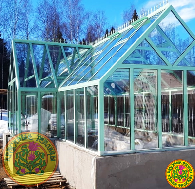 Английская теплица люкс из алюминия и стекла Ноттингем с холлом