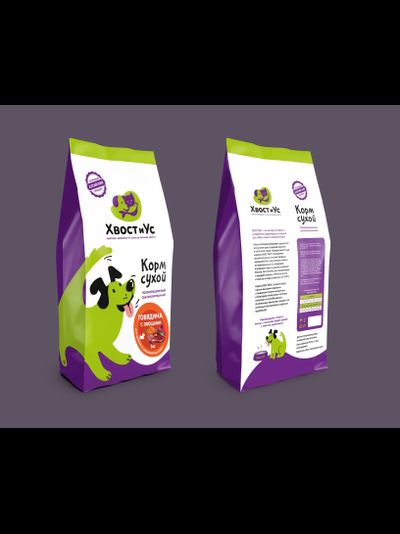 Корм сухой ХВОСТИУС для щенят и маленьких собак Говядина с овощами 3 кг