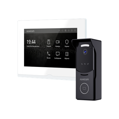 IMPULSE 7 IP WIFI KIT WHITE - комплект из 7" HD сенсорного WIFI монитора и вызывной панели с считывателем RFID-ключей Mifare, встроенный регистратор (фото) (Tuya/Smart Life)