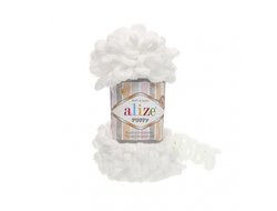 Пряжа Ализе Пуффи  цвет Белый 55