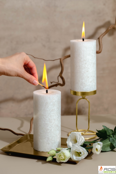 Свеча столбик белая не ароматизированная, 7,5*15см - 2шт