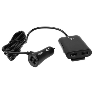 Зарядное устройство автомобильное BELKIN, 4 порта USB, 2х1 А/2х2.4 А, черное, F8M935bt06-BLK