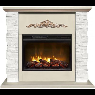 Электрокамин Malta SL белый камень с очагом Magic 24