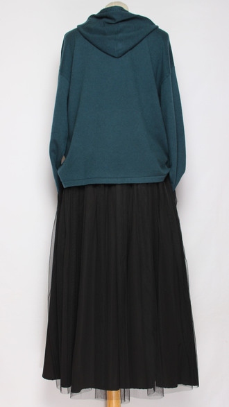 Юбка  "Широкая сетка хлястик " черная до р.52