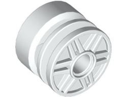 Wheel 18mm D. x 14mm with Pin Hole, Fake Bolts and Shallow Spokes, White (55981 / 4490141 / 6260609)