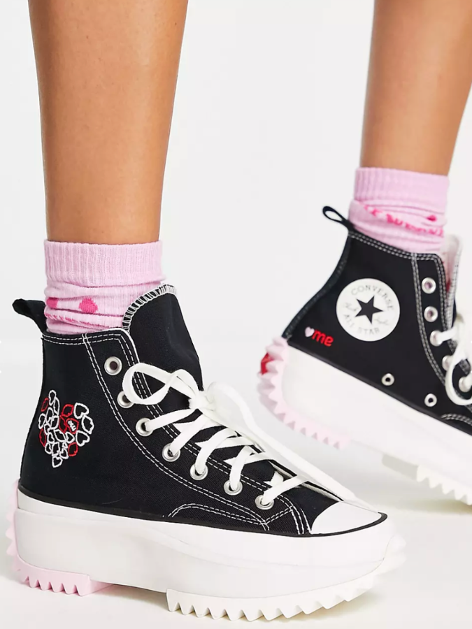 Кеды Converse с сердечком, высокие кеды Converse Run Star Love Me на  платформе