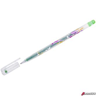 Ручка гелевая Crown &quot;Glitter Metal Jell&quot; светло-зеленая с блестками, 1,0мм. MTJ-500GLS(D)