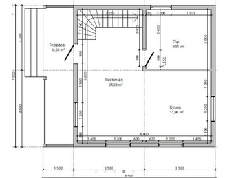 Двухэтажный каркасный дом с двумя спальнями 85м² (SK69)