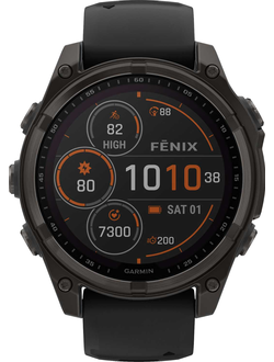 Часы Garmin Fenix 8 —47mm Solar Sapphire Carbon Gray DLC Titanium Black / Pebble Gray