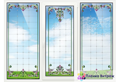 Витражная пленка, витражная пленка самоклеющаяся, пленочный витраж с классическим рисунком