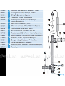УФ-обеззараживатель Van Erp Blue Lagoon UV-C Tech 150000 Amalgam, 130 Вт, 22 куб.м/ч