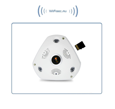 Потолочная панорамная WiFI/LAN видеокамера с углом обзора 360 градусов, c DVR Full HD 5 Mp (XMeye)