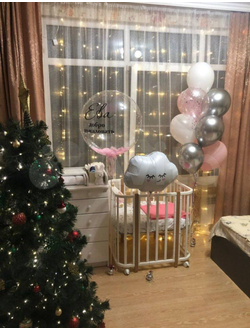 Шар с перьями, фонтан из 10 шаров и облачко