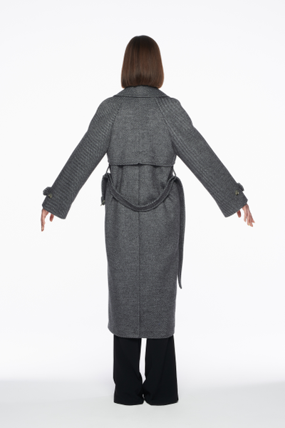 Драповое шерстяное женское пальто серое Флирт