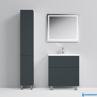 Тумба с раковиной AM.PM Gem 75, напольная, 2 ящика, цвет графит матовый