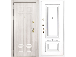 Входная кремовая дверь с панелью Смальта 4