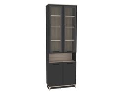 Гостиная AURELIO (АУРЕЛИО) - AURELIO 7 Шкаф для книг Антрацит-Блеквуд Сатиновый