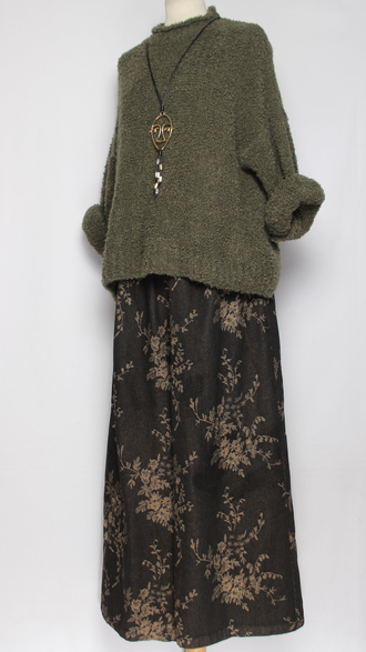 ДЖЕМПЕР КОРОТКИЙ "КИМОНО БУКЛЕ СТОЙКА" хаки до р.52