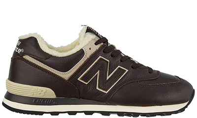 New Balance 574 Brown Leather с мехом