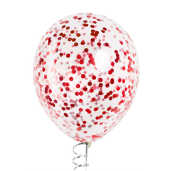 Шары с конфетти красные металлик (круги)
