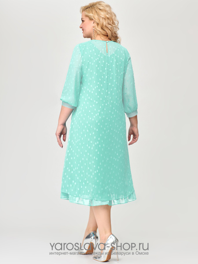 Нарядное шифоновое платье нежно-зеленого цвета