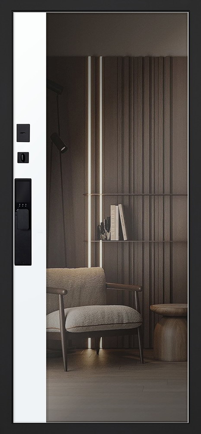 Стальная дверь   Сапсан с зеркалом (биометрический замок Smart lock К06)