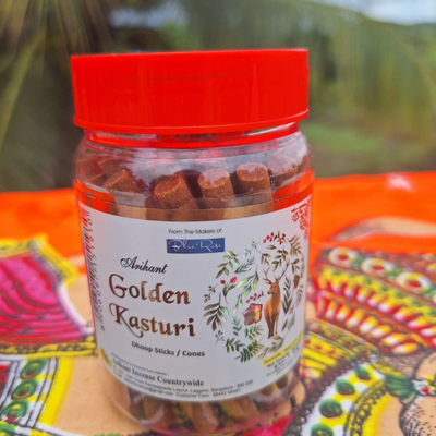 Натуральные ароматические благовония безосновные (палочки 100 грамм) "Golden Kasturi" ЭКСКЛЮЗИВНЫЕ ВОЛШЕБНЫЕ благовония ручной работы , направленные на очищение и энергетическое восстановление