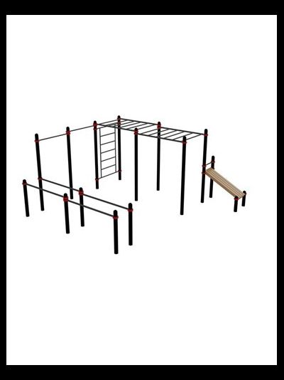 Воркаут комплекс: брусья двойные, турник-2, стенка, рукоход двойной, пресс-скамья Д-108 AVW016