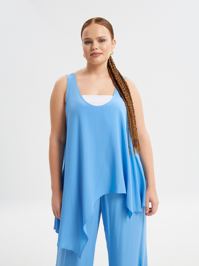 Топ-майка ассиметричный голубого цвета