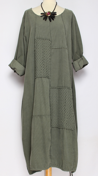 Платье Бохо вельветовое "Сетка трикотажная спинка1" хаки до р.56