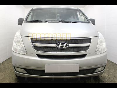 Защита радиатора Hyundai Starex H1 II 2007-2015 (3 части) black верх