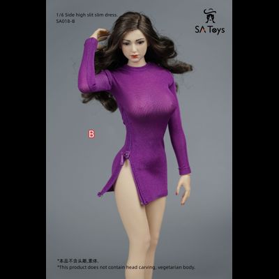 Женское узкое платье мини (лиловое) - 1/6 - Side zip tight skirt (SA018B) - SA Toys