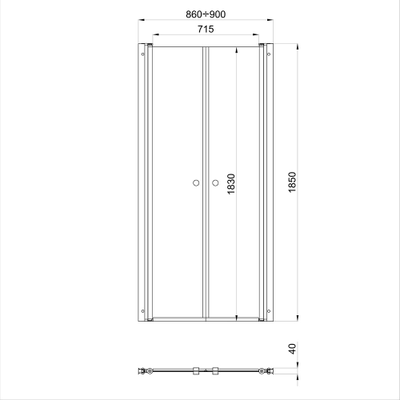 Дверь душевая Дабл 90*185, хром, прозр.(1место) [53814]