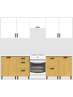 Кухня Эконом 2,1 метра (600х450х600х450) Цвет: Белый/Дуб Сонома