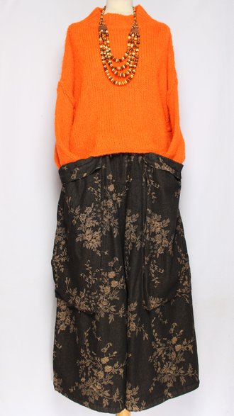 ДЖЕМПЕР КОРОТКИЙ "КИМОНО ШОВ СТОЙКА" широкий рукав оранжевый до р.52